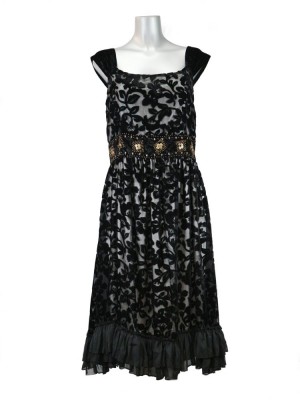 VESTIDO TERCIOPELO BORDADO NEGRO