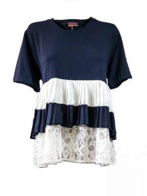 Blusa Azul Encaje con Volantes Soleil 2