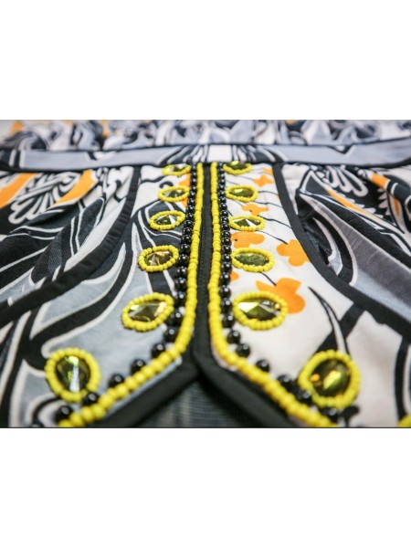 Vestido gris amarillo