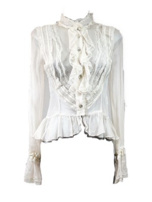 Camisa seda romántica blanca