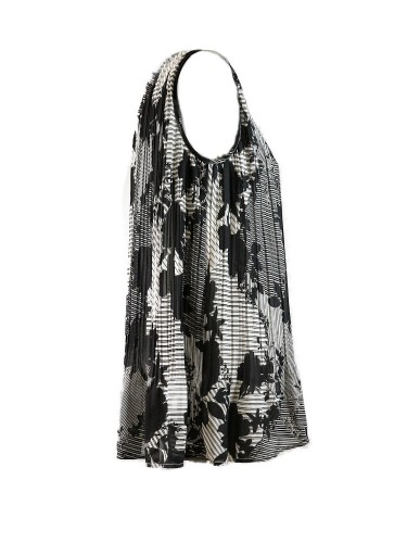 Top plisado blanco/negro floral