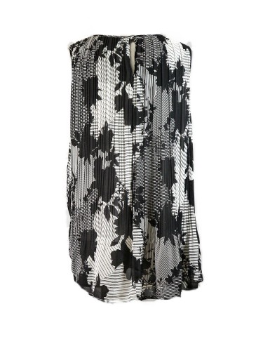 Top plisado blanco/negro floral