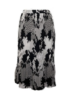 Falda plisada blanco/negro floral