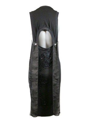 Vestido Negro Algodón Bordado & Pedrería – Escote Espalda 2