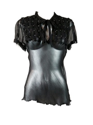 Camiseta seda romántica negra