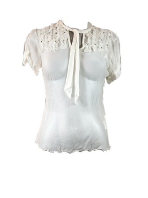 Camiseta seda romántica blanca