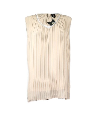 TOP BEIGE SIN MANGA PLISADO - NURIA AYMERICH