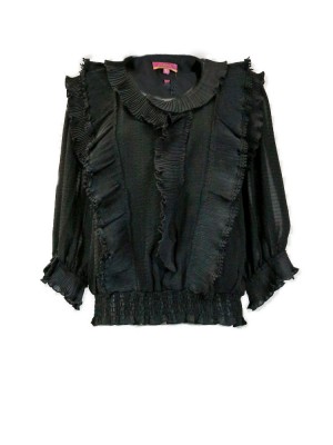 BLUSA VOLANTES Y FRUNCIDOS NEGRA - NURIA AYMERICH