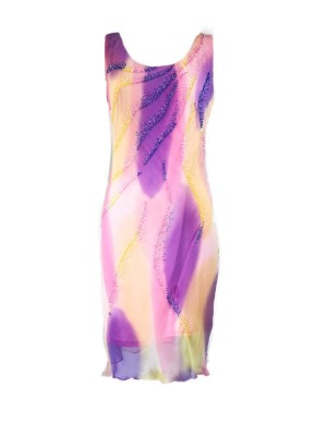 Vestido midi bodycon, pintado a mano con perería
