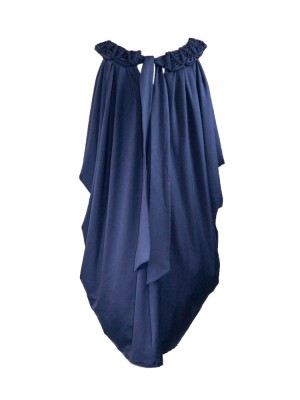 Vestido túnica drapeado corto azul 2