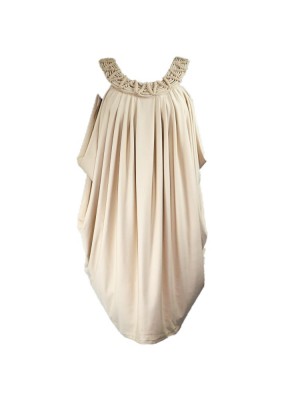 Vestido túnica drapeado corto beige