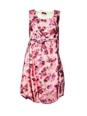 Vestido de organza estampado petalos rosa con lazo 2