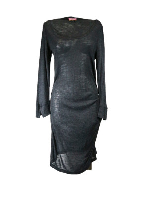 Vestido punto negro manga larga
