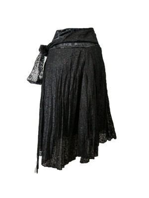 Falda volantes plisados negra