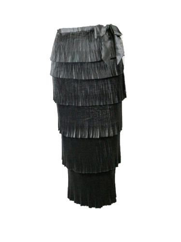 Falda volantes plisados negra