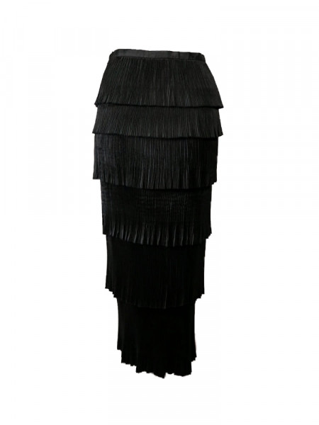 Falda volantes plisados negra