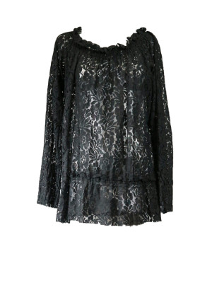 BLUSA ENCAJE FLORAL NEGRA