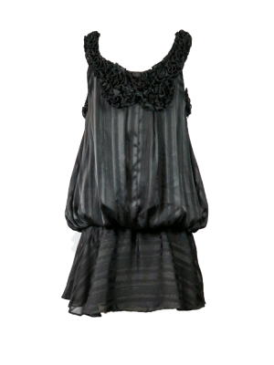 Vestido corto drop waist color negro y lurex
