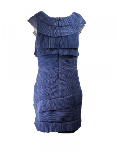 vestido volantes azul Trasero