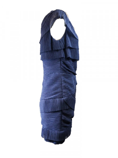 vestido volantes azul Lateral