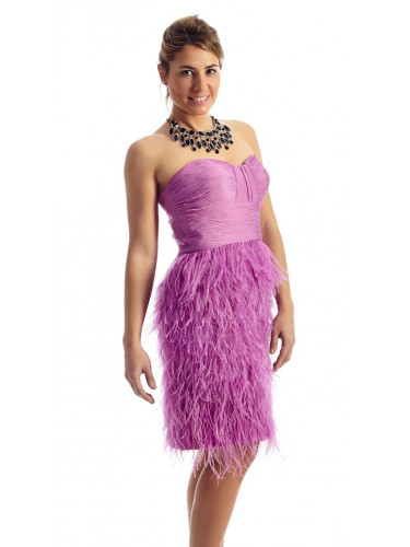 Vestido plumas lila