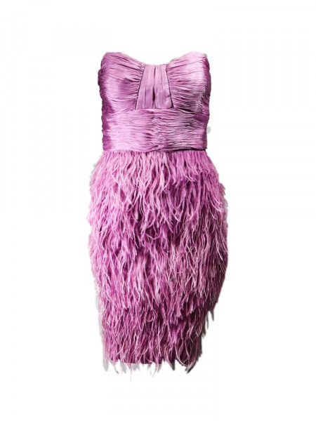 Vestido plumas lila