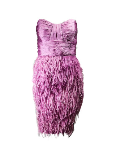 Vestido plumas lila