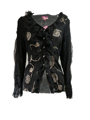 Chaqueta tul cenefas en color negro Chaqueta tul cenefas en color negro