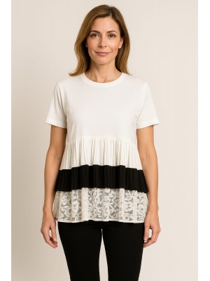 Blusa Blanca Encaje con Volantes Soleil