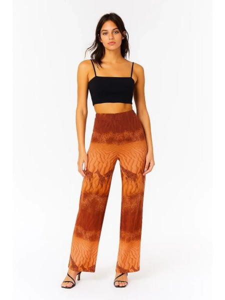 Pantalón pirata estampado jirafas rojo tierra – Núria Aymerich