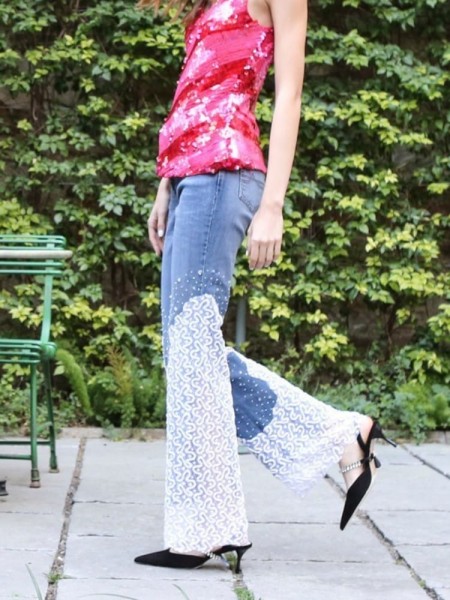 ✨ Jeans con Encaje, Pedrería y Lentejuelas – Edición Especial