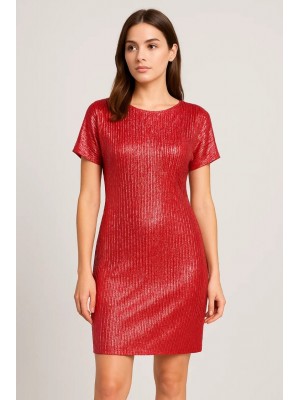 Vestido Midi Rojo Plisado – Brilla con Elegancia