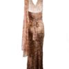 Vestido estampado con pedrería, rosa palo nude
