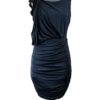 VESTIDO DRAPEADO AZUL NAVY MANGA CAPA VESTIDO DRAPEADO AZUL NAVY MANGA CAPA