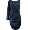 VESTIDO DRAPEADO AZUL NAVY MANGA CAPA VESTIDO DRAPEADO AZUL NAVY MANGA CAPA