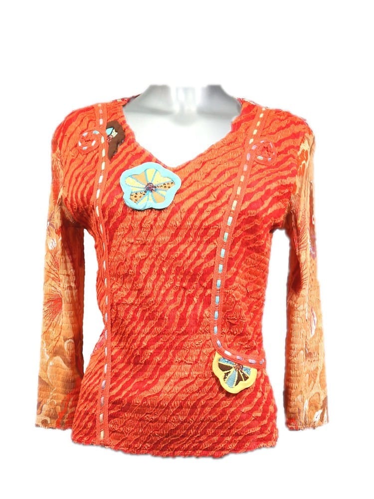 Camiseta plisada sl-chiffon orange