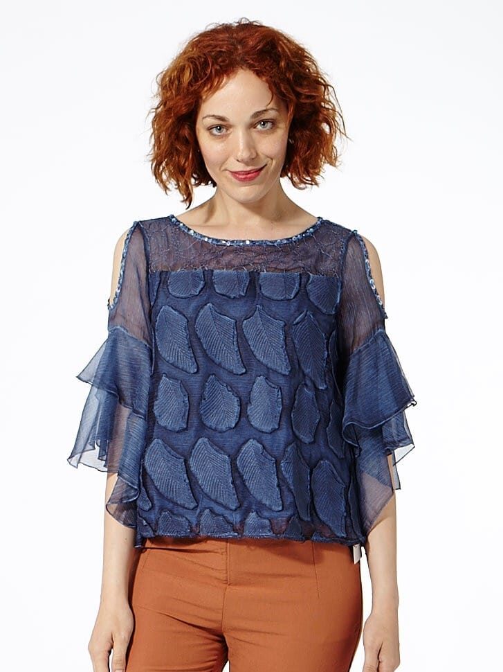 Nuria Aymerich Blusa pétalos azul