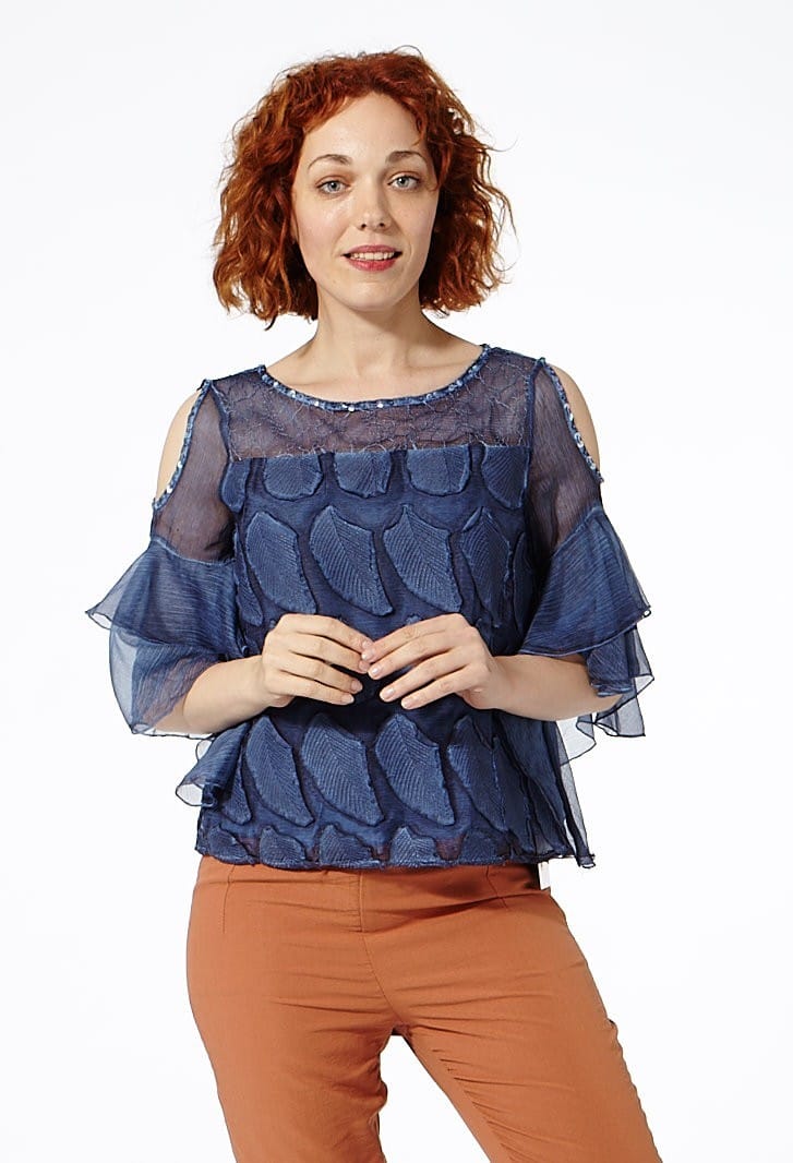 BLUSA PETALOS AZUL