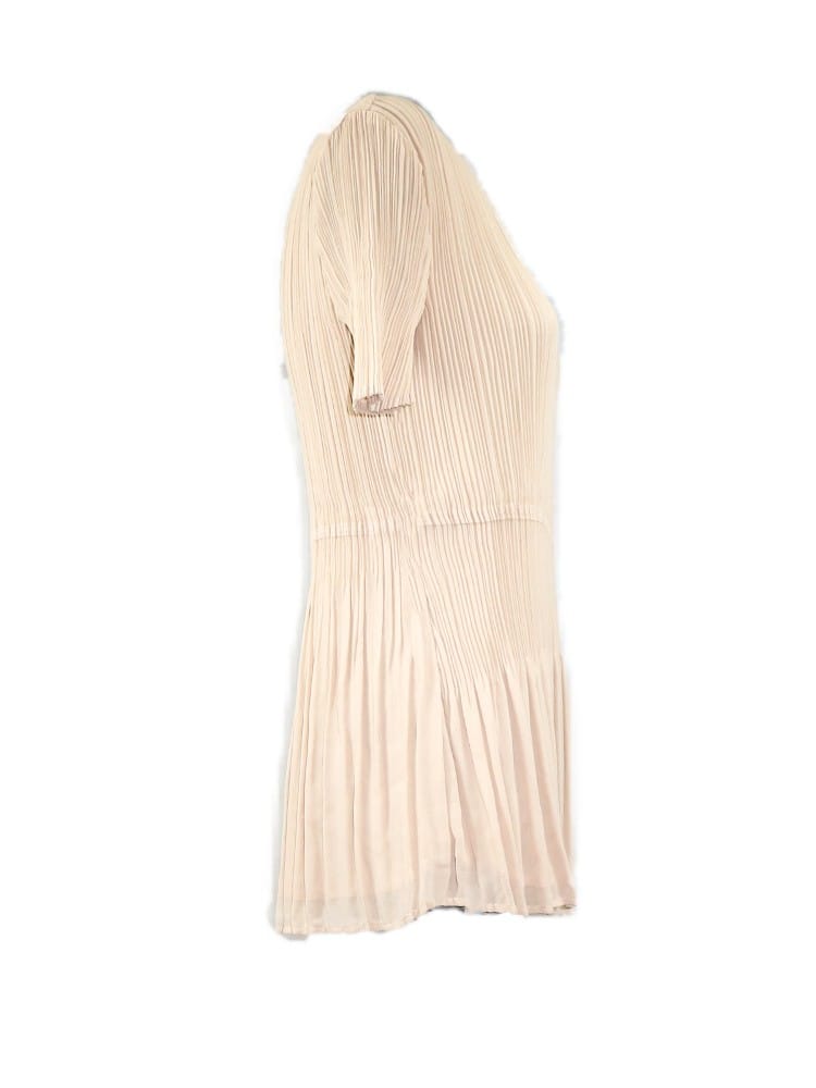 CAMISETA BEIGE MANGA CORTA PLISADA - NURIA AYMERICH