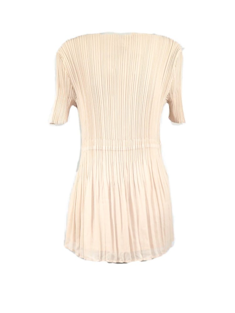 CAMISETA BEIGE MANGA CORTA PLISADA - NURIA AYMERICH
