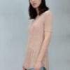 CAMISETA BEIGE MANGA CORTA PLISADA - NURIA AYMERICH
