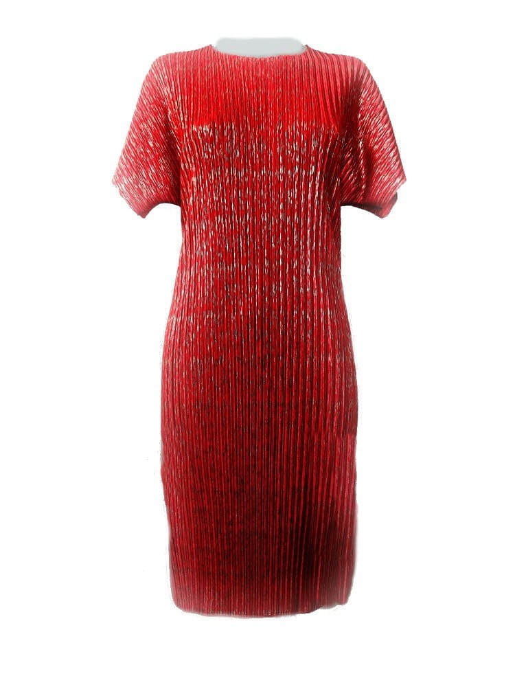 VESTIDO PLISADO ROJO BRILLO VESTIDO PLISADO ROJO BRILLO
