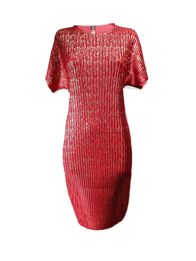 Vestido Midi Rojo Plisado – Brilla con Elegancia Vestido Midi Rojo Plisado – Brilla con Elegancia