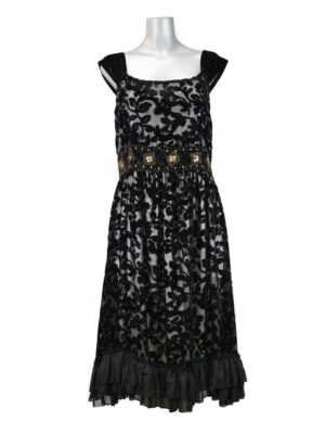 VESTIDO TERCIOPELO BORDADO NEGRO
