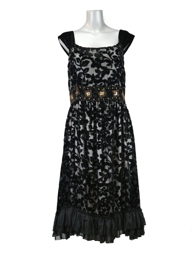 VESTIDO TERCIOPELO BORDADO NEGRO VESTIDO TERCIOPELO BORDADO NEGRO