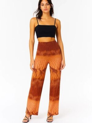 Pantalón pirata estampado jirafas rojo tierra – Núria Aymerich