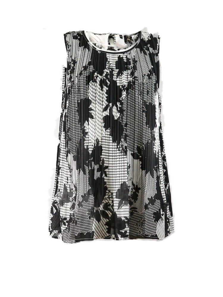 Top plisado blanco/negro floral