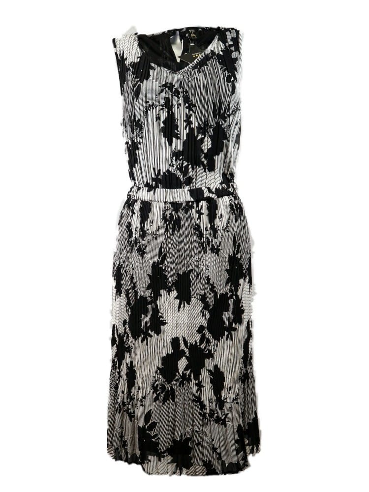 Falda plisada blanco/negro floral
