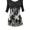 Camiseta plisada blanco/negro lunares floreal