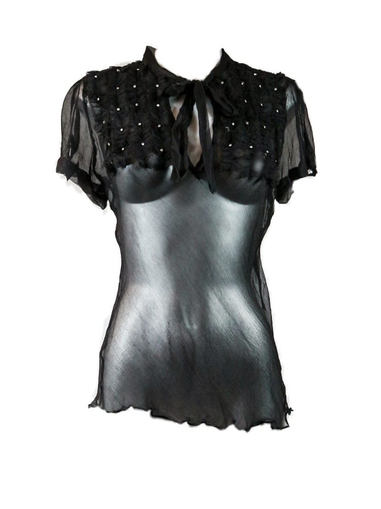 Camiseta seda romántica negra